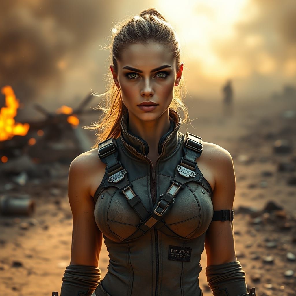 Post-Apocalyptic Warrior in Futuristic Armor