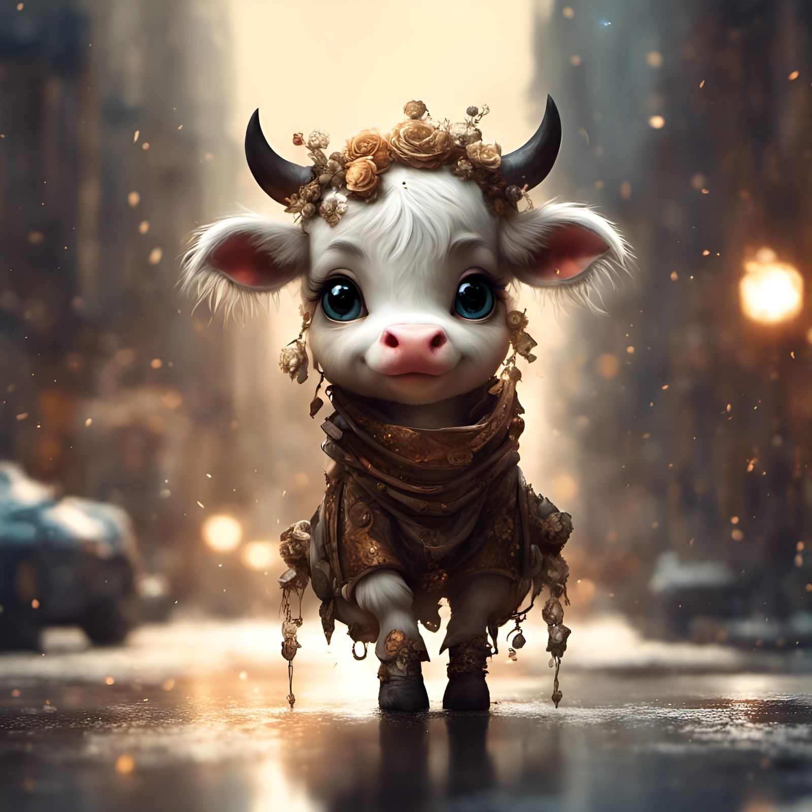Adorable Furry Cow in Detailed 3D Rendering