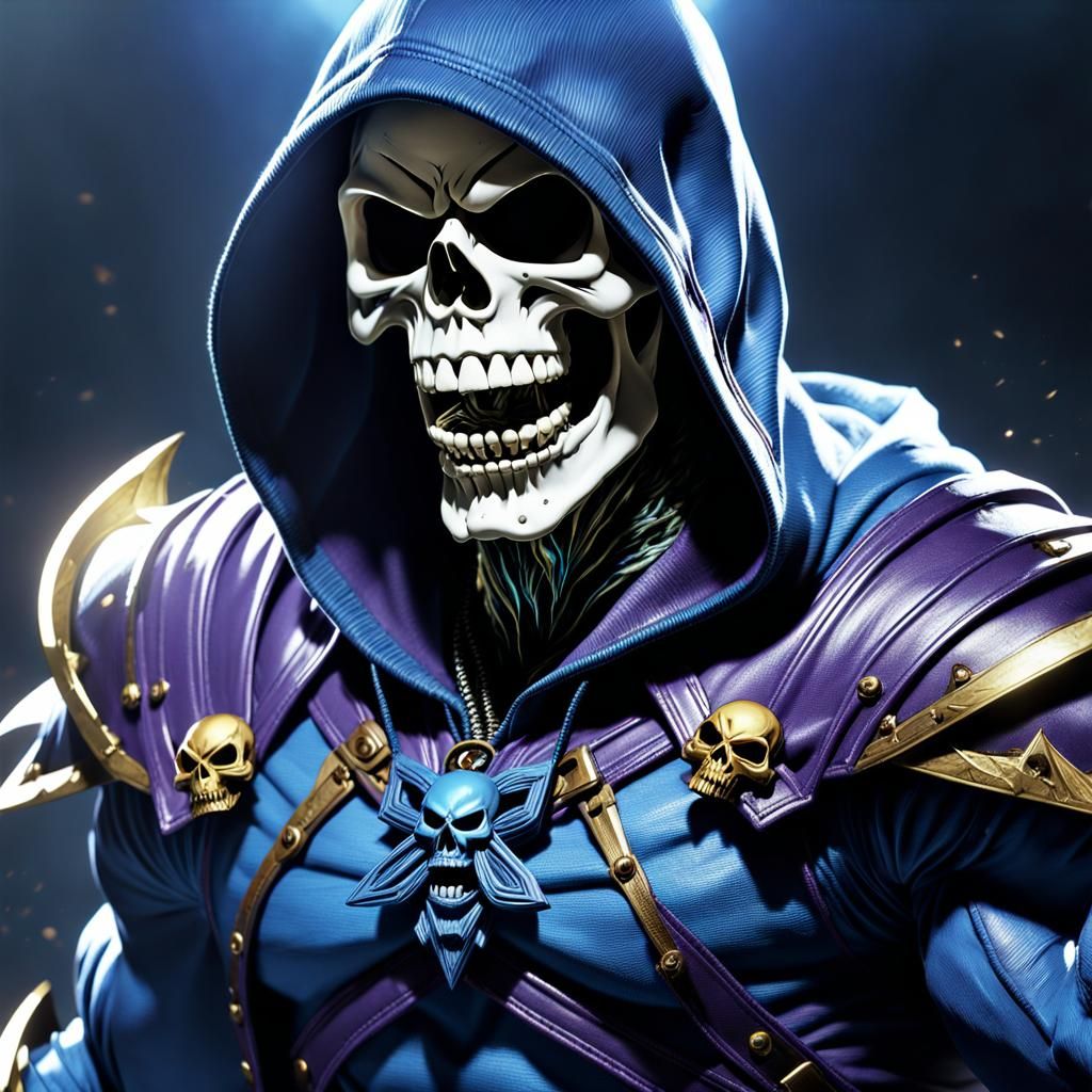 Photorealistic Skeletor Laughing in CGI Anime Style