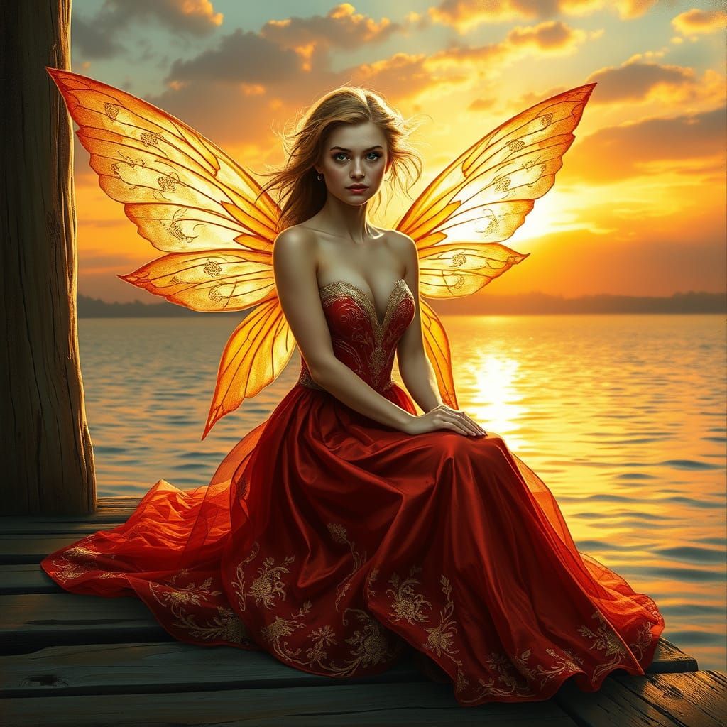 Ethereal Fairy Princess in Sunset Glow