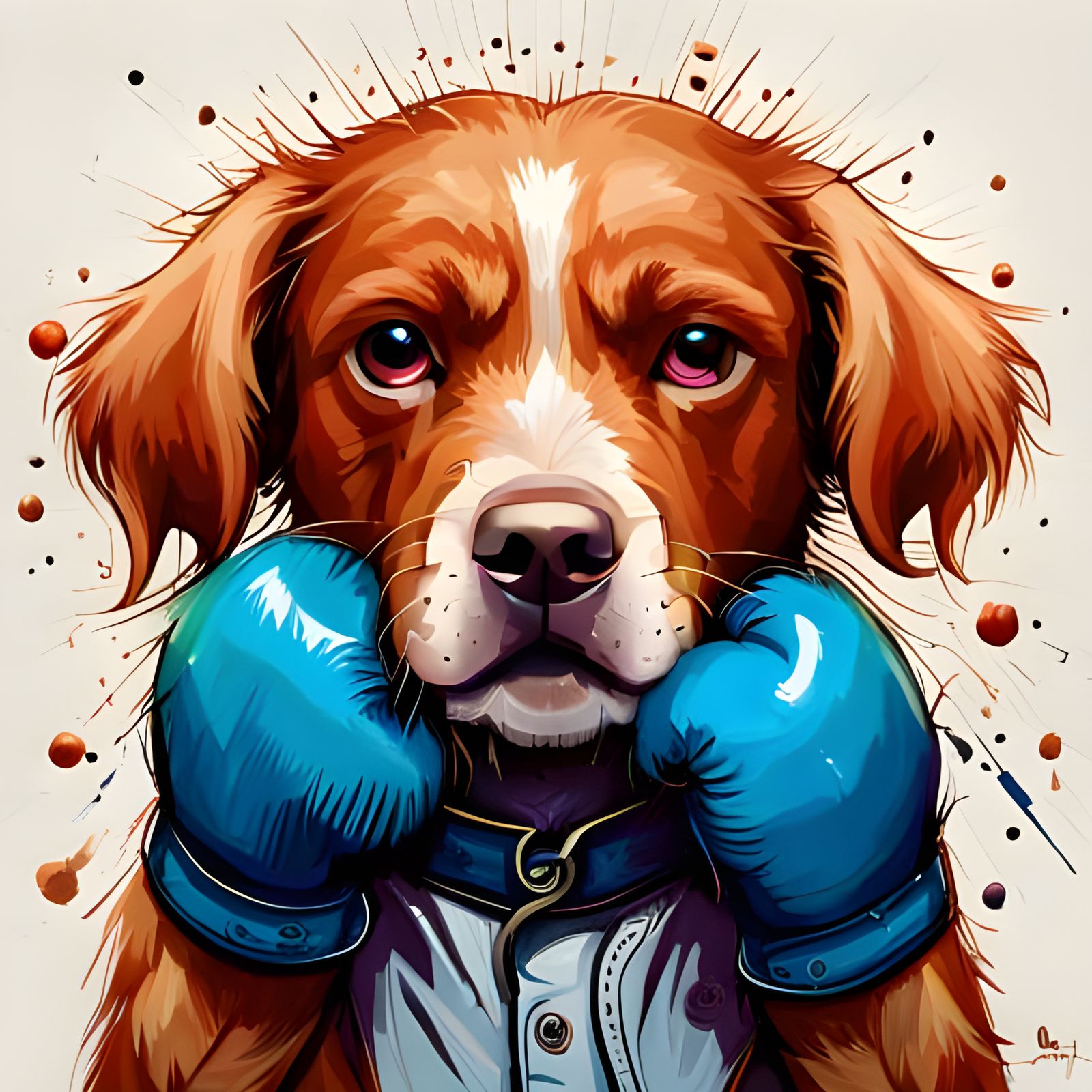 Boxing Ring Dog Portrait in Digital Art