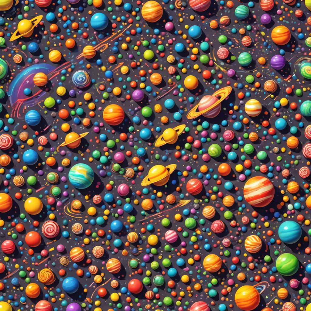 Rainbow Solar System in Candy Art Style