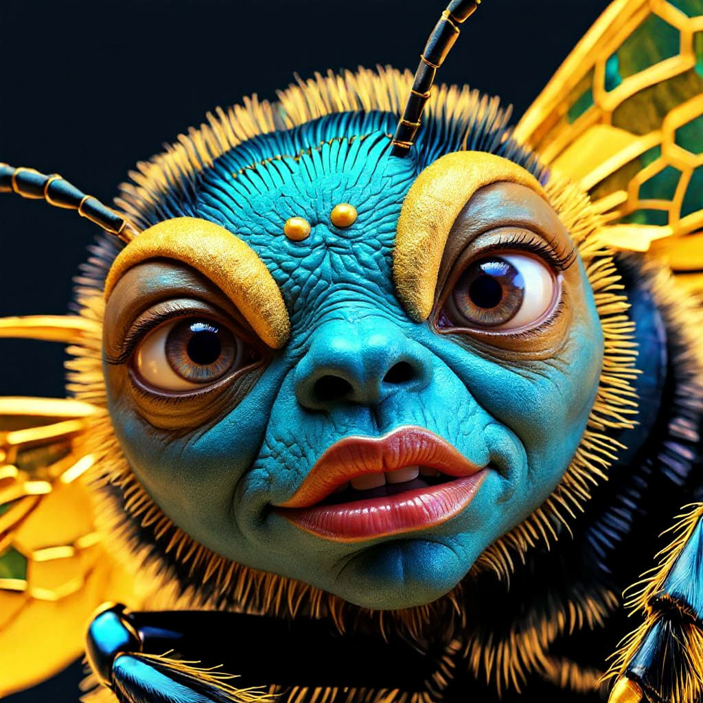 Humanoid Bee Face in Pop Art Style