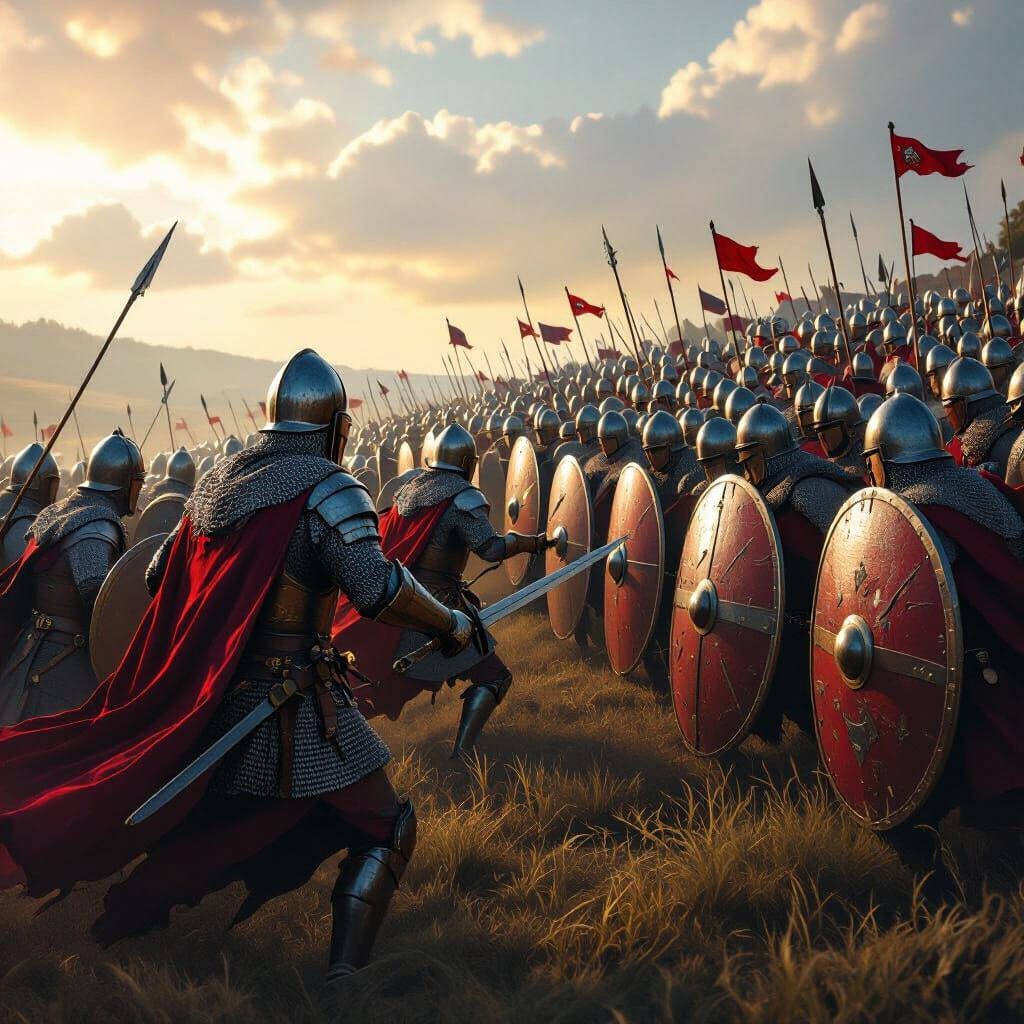 Norman Knights Charge English Shield Wall in 1066 Battle