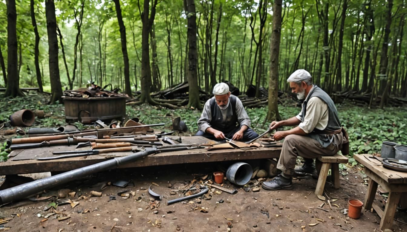 Tubal-cain and Naamah in Carpathian Landscape