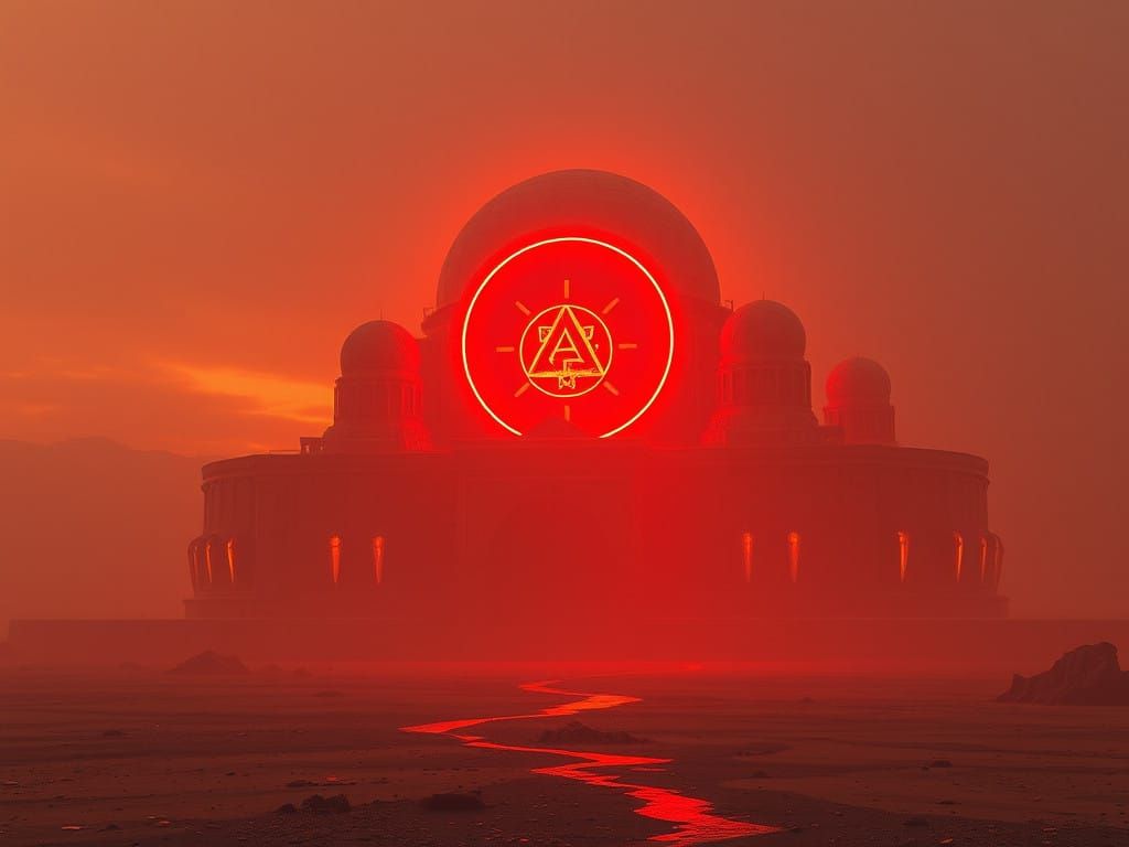 Apocalyptic Albanian Cityscape in Vibrant Neon