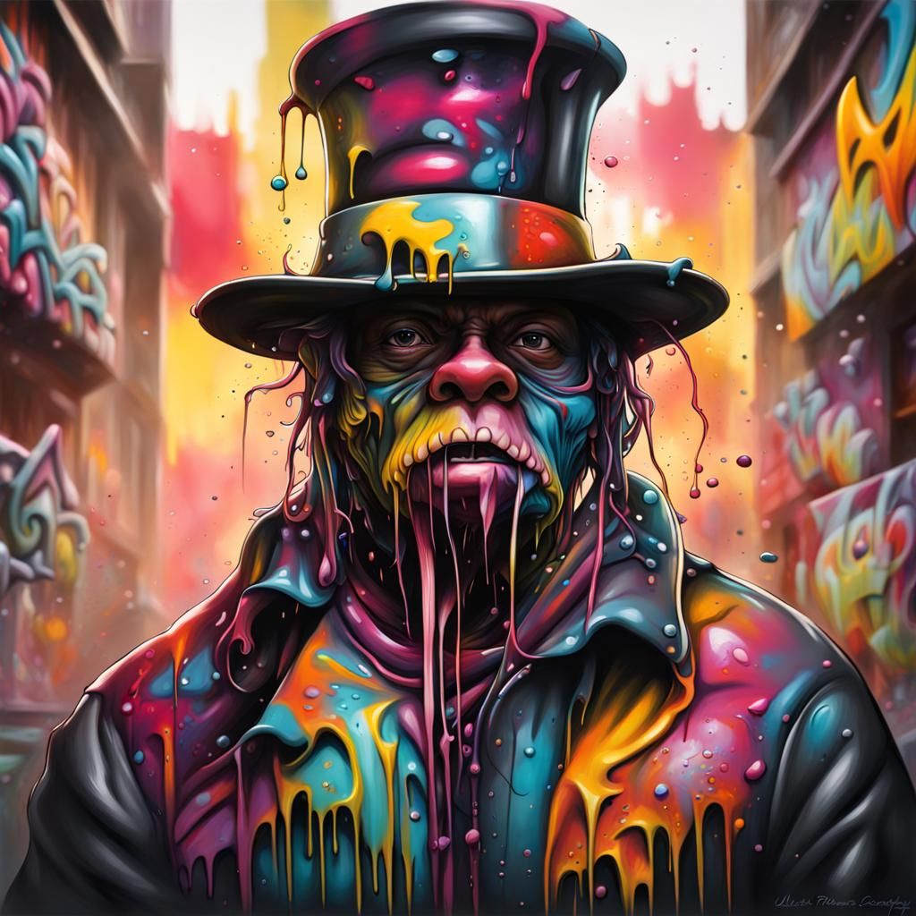 Colorful Graffiti Pigeons in Street Art Style