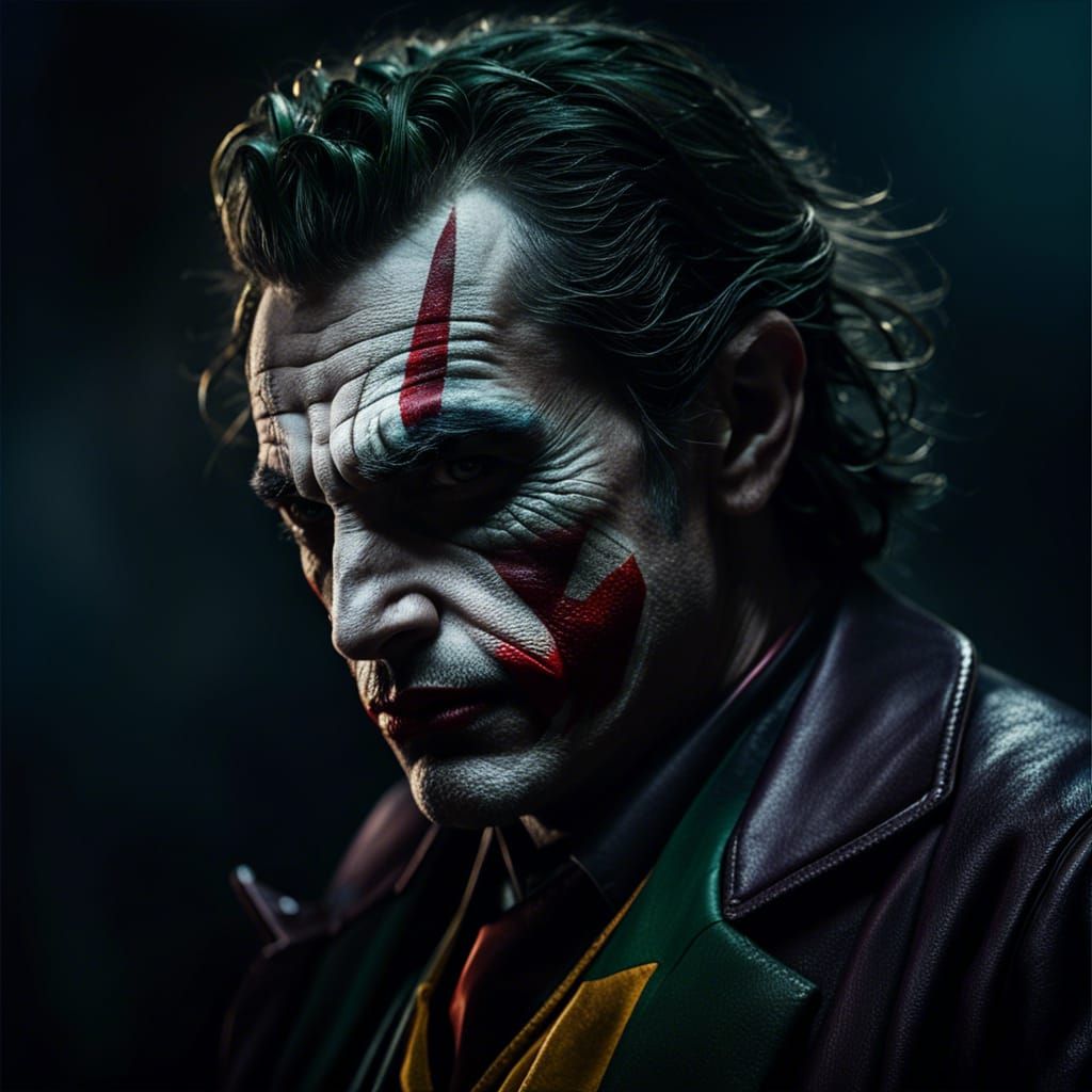 Batman Joker Hybrid Portrait in Hyperrealistic Style