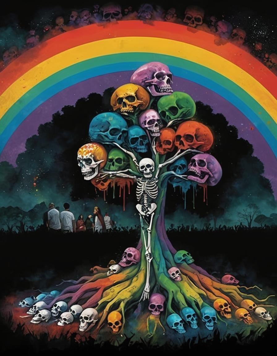 Rainbow Skull Tree in Ethereal Spirit World