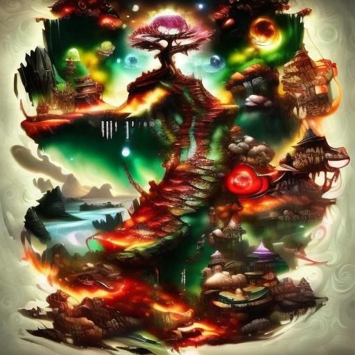 Geisha in Art Deco Cityscape with Eldritch Elements