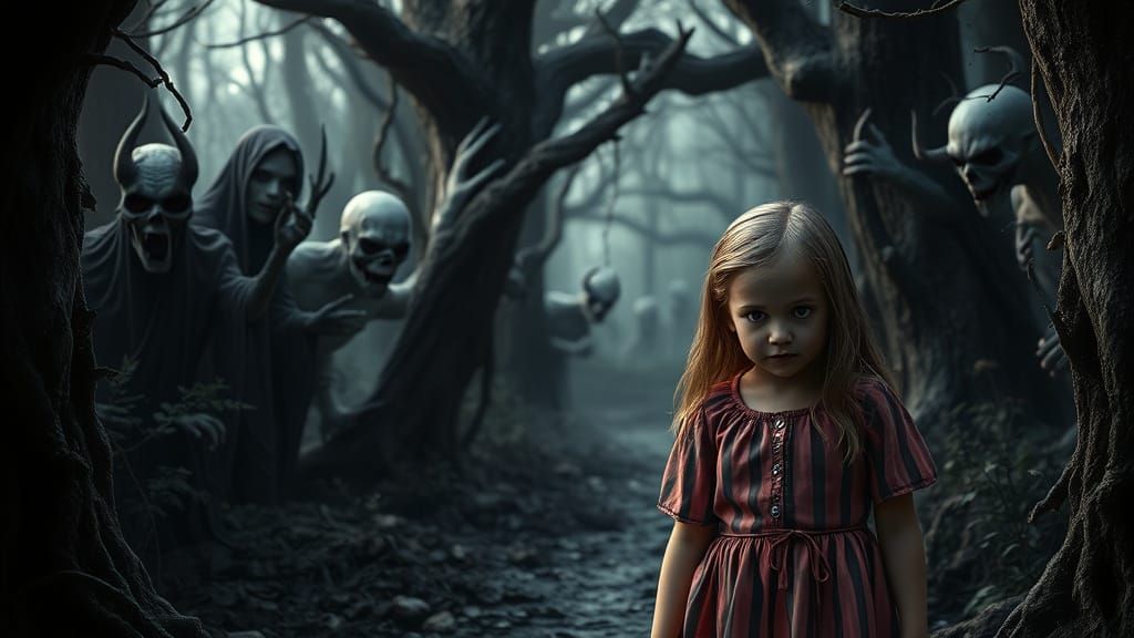 Haunted Forest Path: Girl Escapes Ghouls in 3D