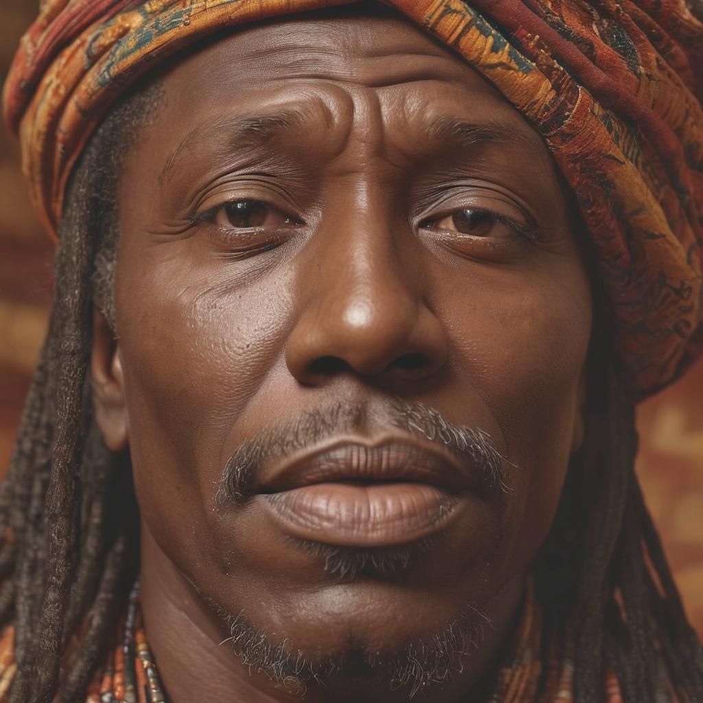 Hyperrealistic Portrait of Singer in African Textiles