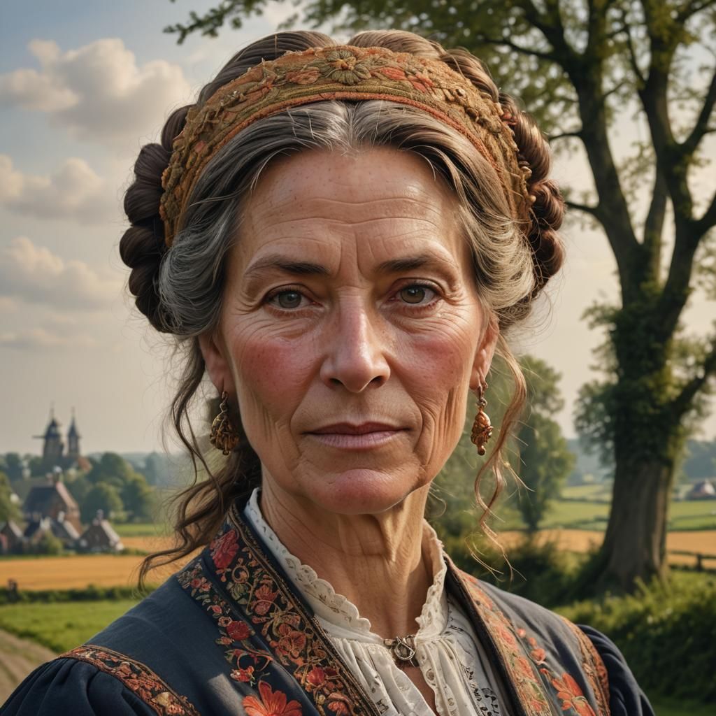 1861 Dutch Woman Portrait in Realism Style