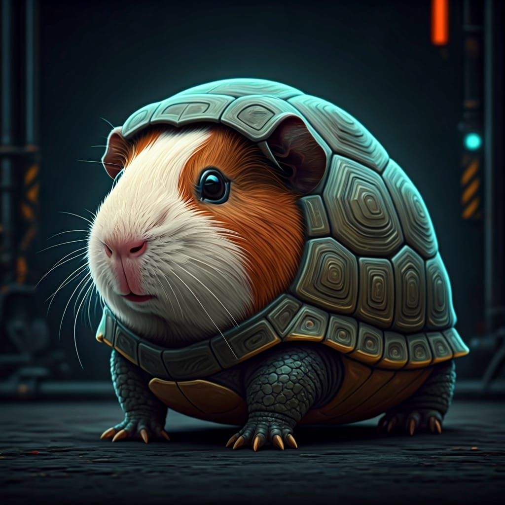 Biomechanical Guinea Pig Turtle Hybrid in Sci-Fi Style