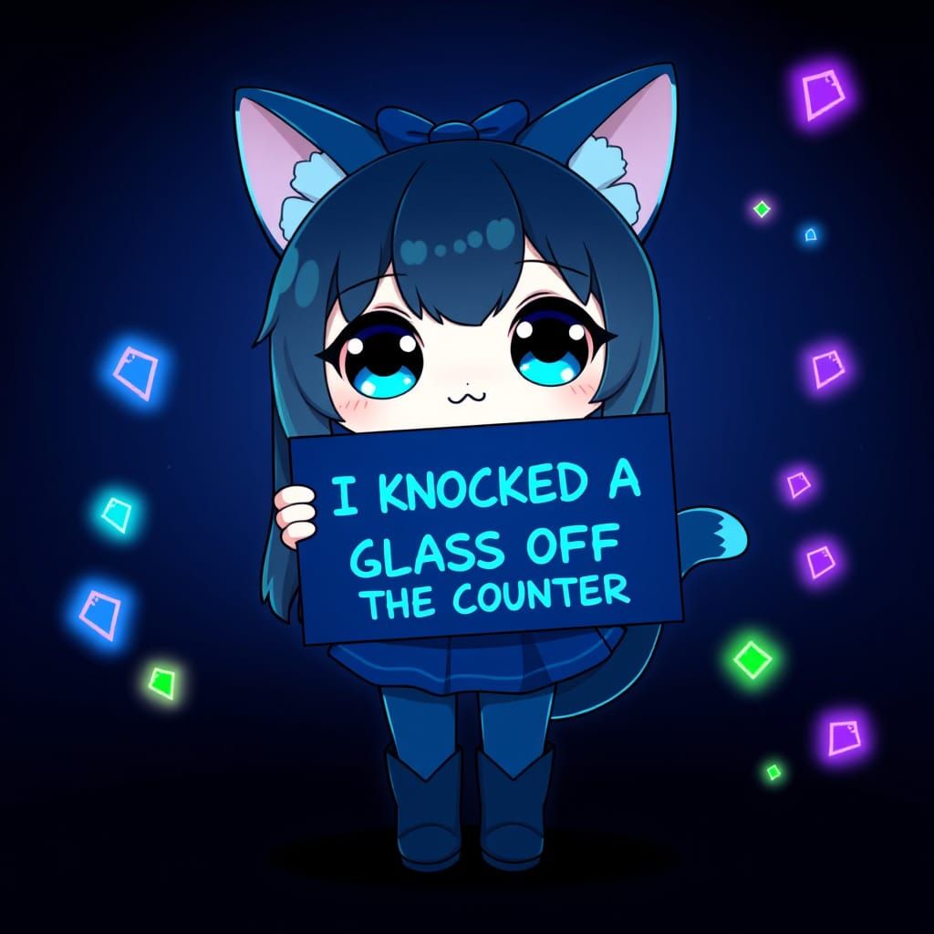 Kawaii Catgirl in Synthwave Style