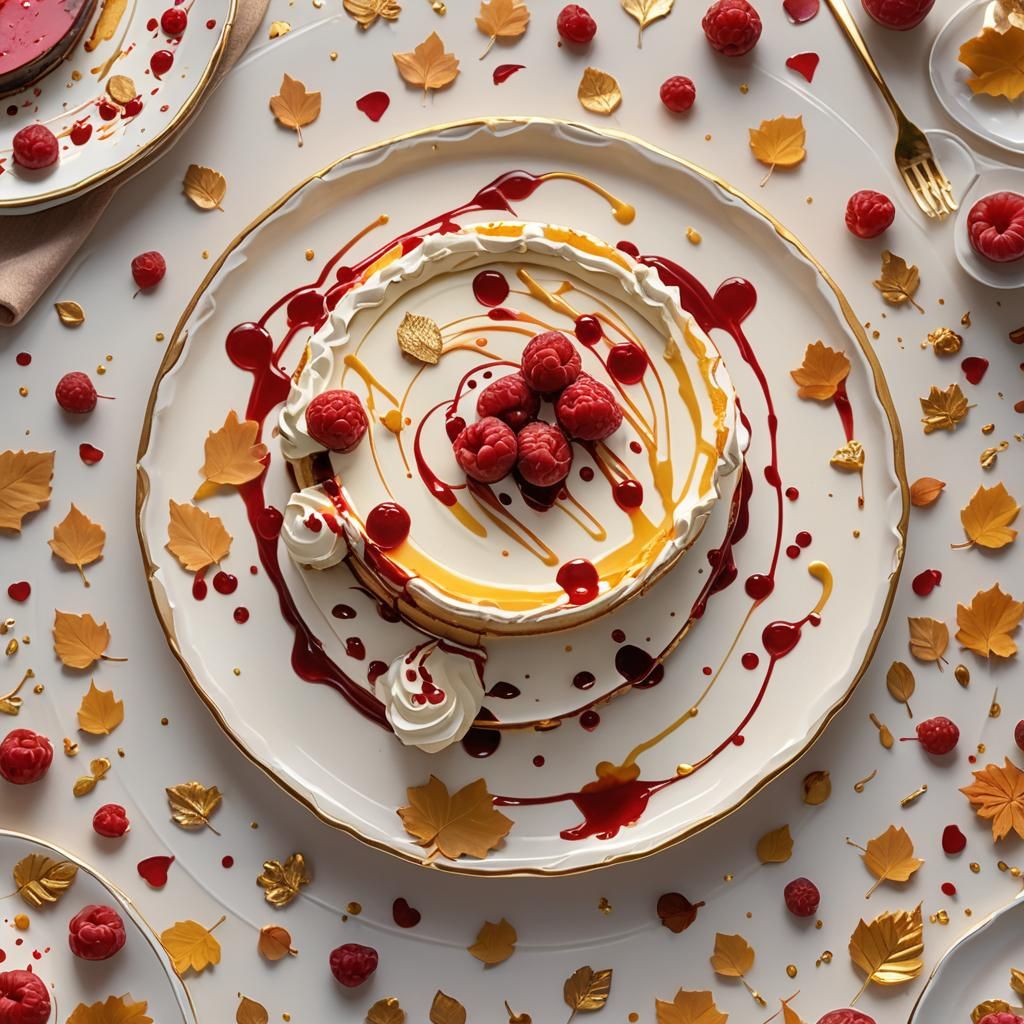 Creamy Cheesecake with Raspberry Syrup in 3D Anime Art