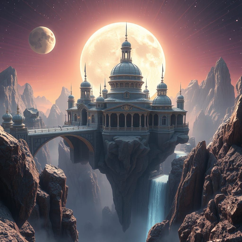 Shattered Moon Palace: Hyperreal 3D Digital Art