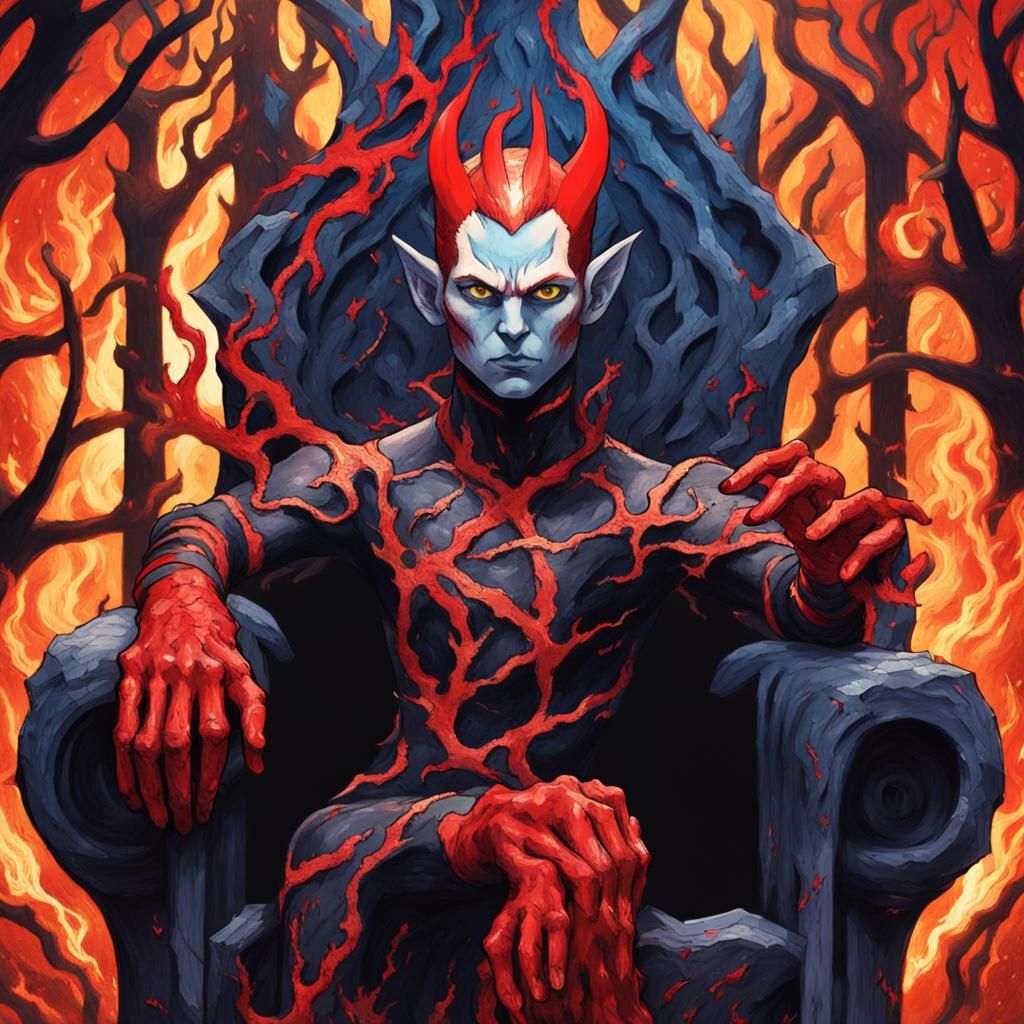Demonic Infernape Princess on Gothic Throne