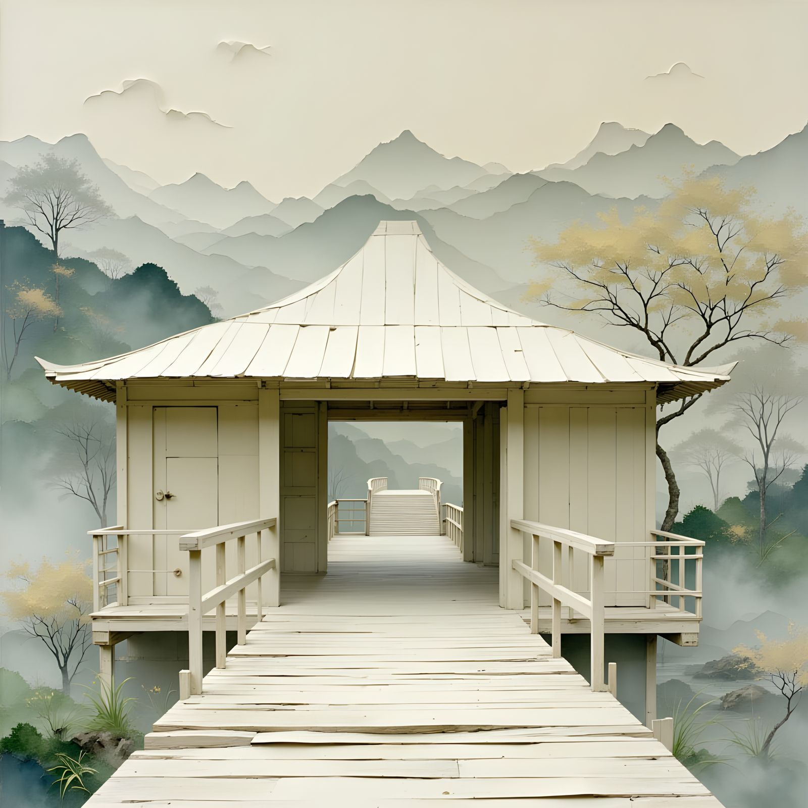 Origami Covered Bridge: Intricate Paper Architecture