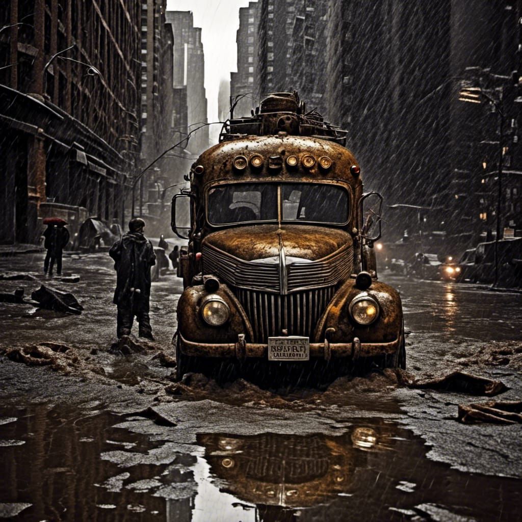 Dystopian Plague Doctor in Post-Apocalyptic New York