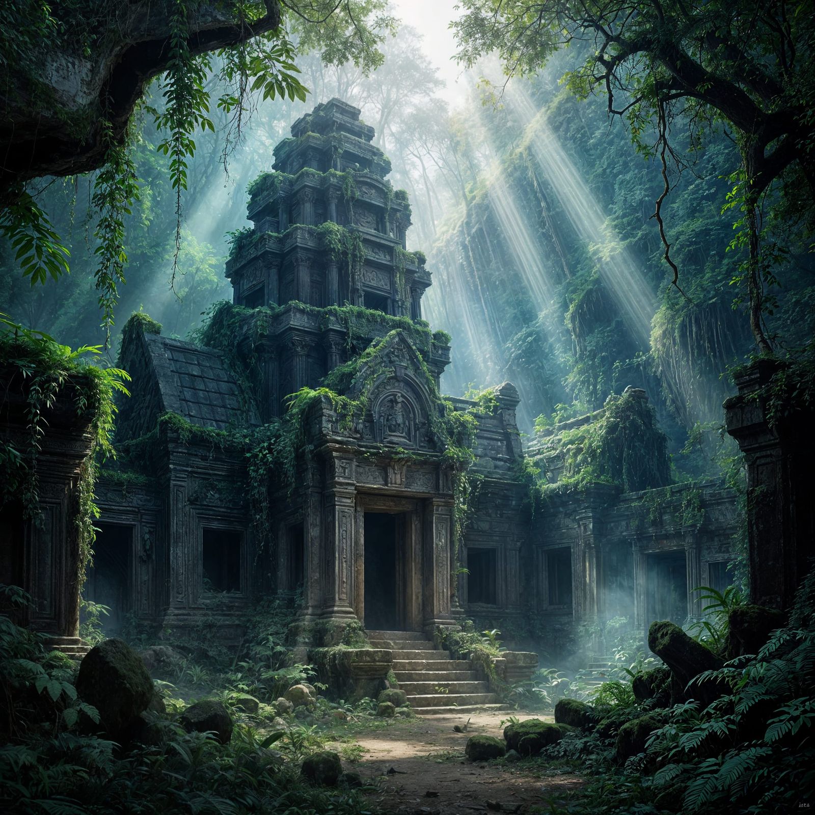 Ancient Jungle Temple: Lost Civilization Concept Art