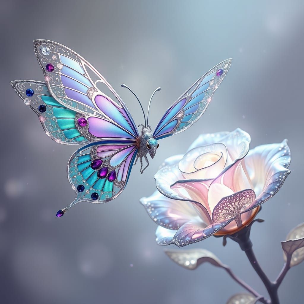 Ethereal Glass Butterfly in Whimsical Dreamscapes
