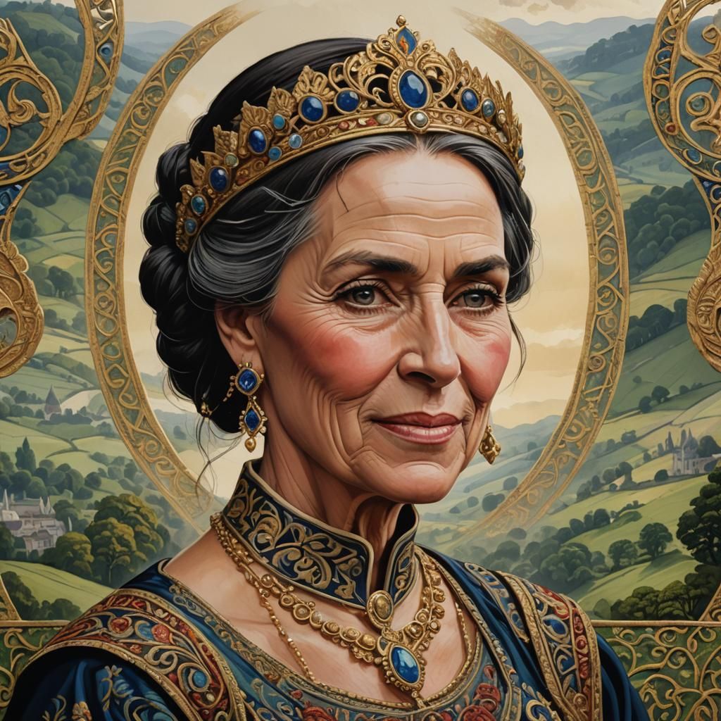 Anglo-Saxon Queen Rixane Portrait in Flemish Style