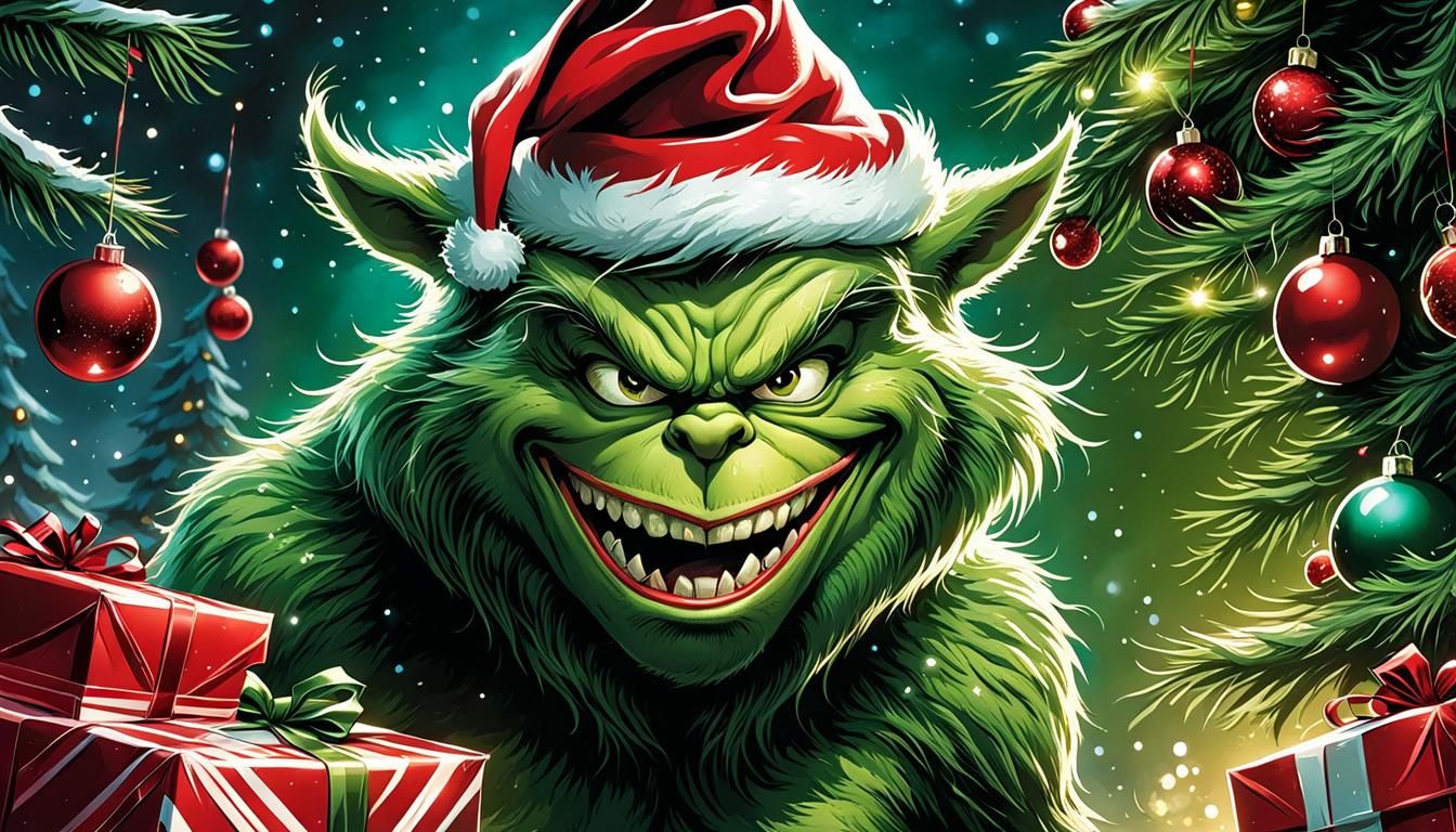 Grinch Cat Destroys Christmas: Comic Book Art