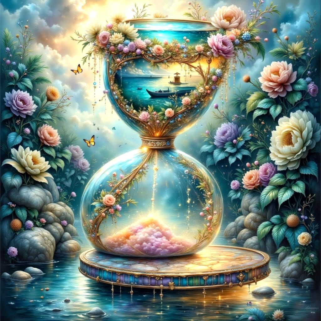 Ethereal Ink Oil Painting with Crepuscular Rays