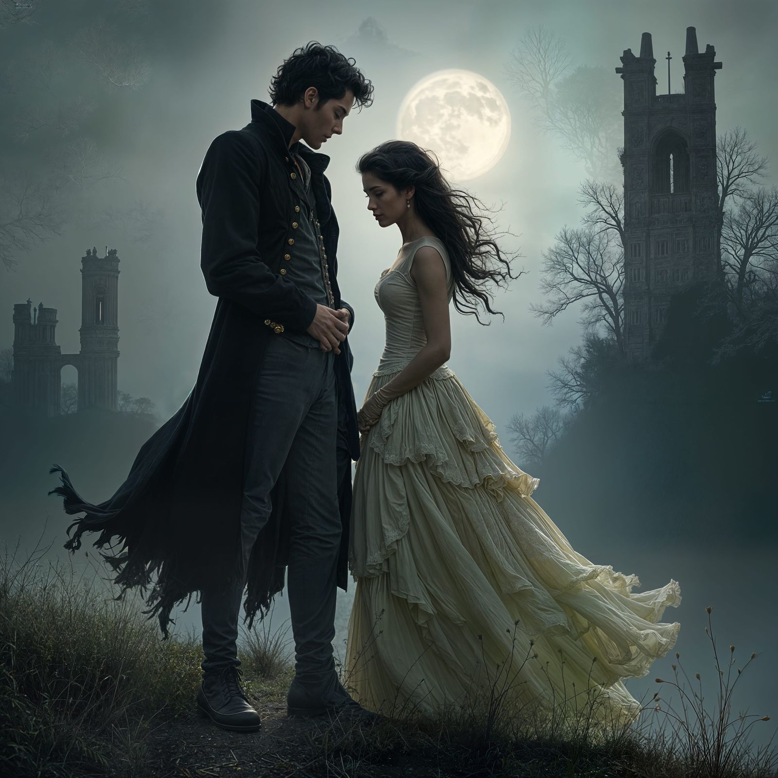 Gothic Regency: Heathcliff and Cathy Illustration