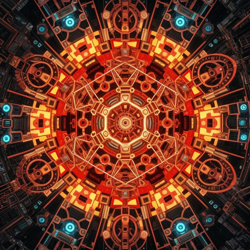 A kaleidoscope of robotic gears and cogs.