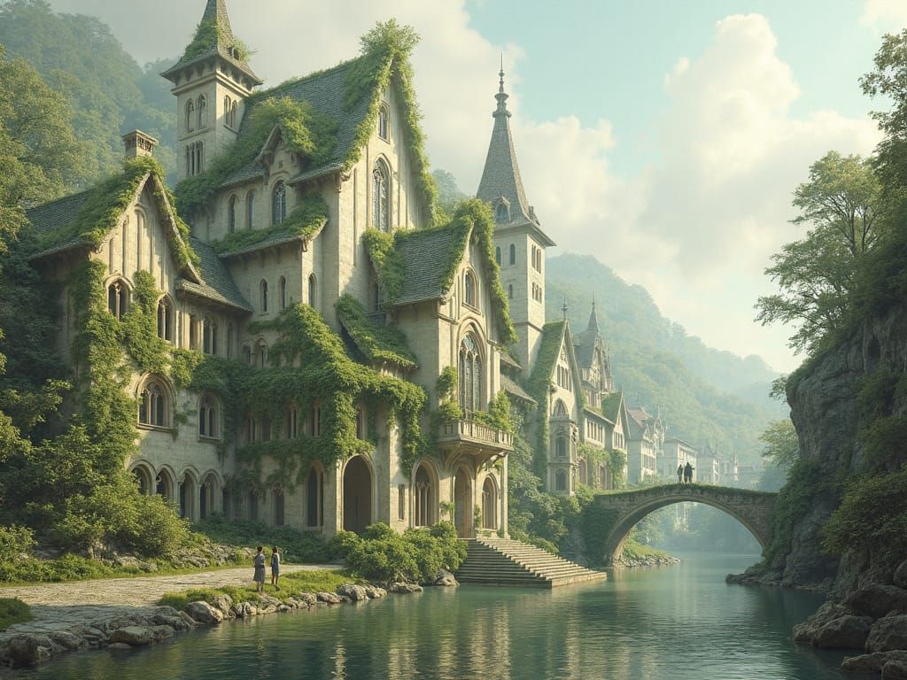 Ethereal Gothic City in Jean-Baptiste Monge Style