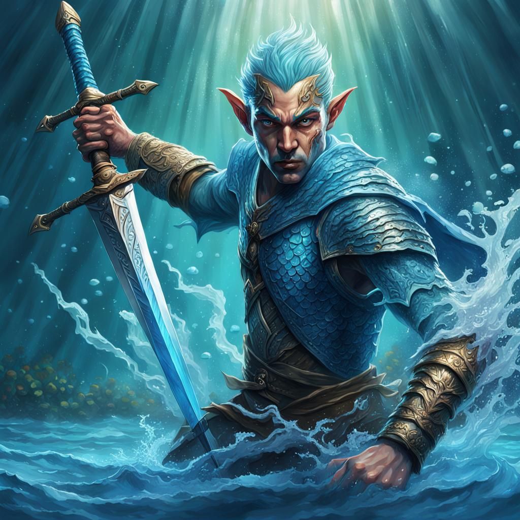 Aquatic Elf Emerges Ready to Fight