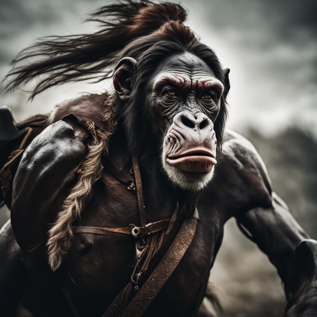 Warrior Ape on Horseback Portrait