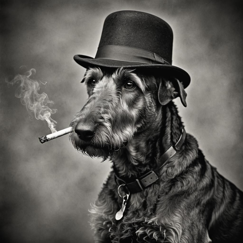 Airedale Terrier in Bowler Hat, Bremen 1885