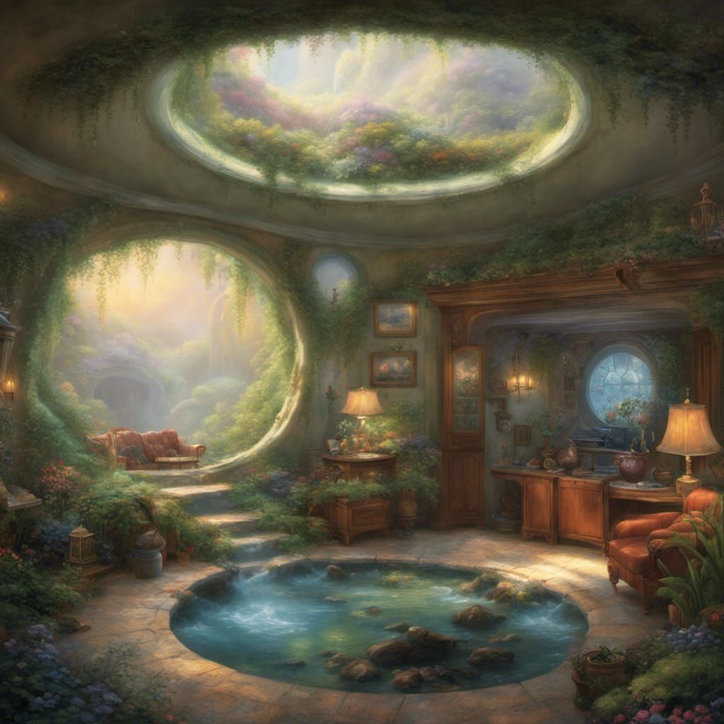 Circular Underground House with Lush Living Room