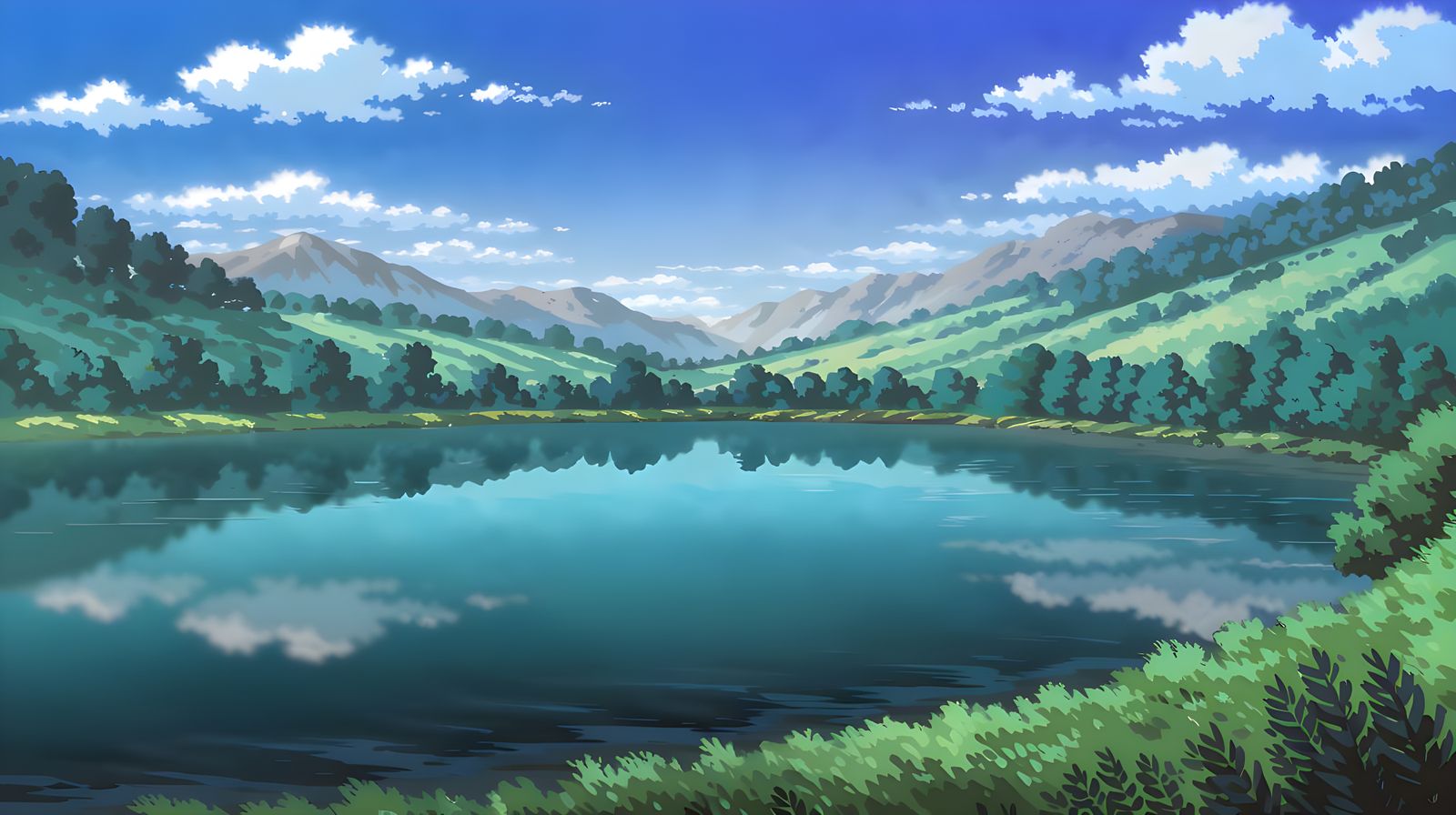 Mountain Lake Landscape in Serene Valley