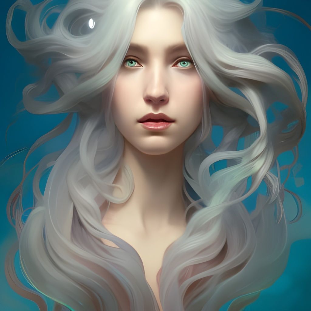 Gorgeous Sea Witch Portrait in Hyperdetailed Digital Art