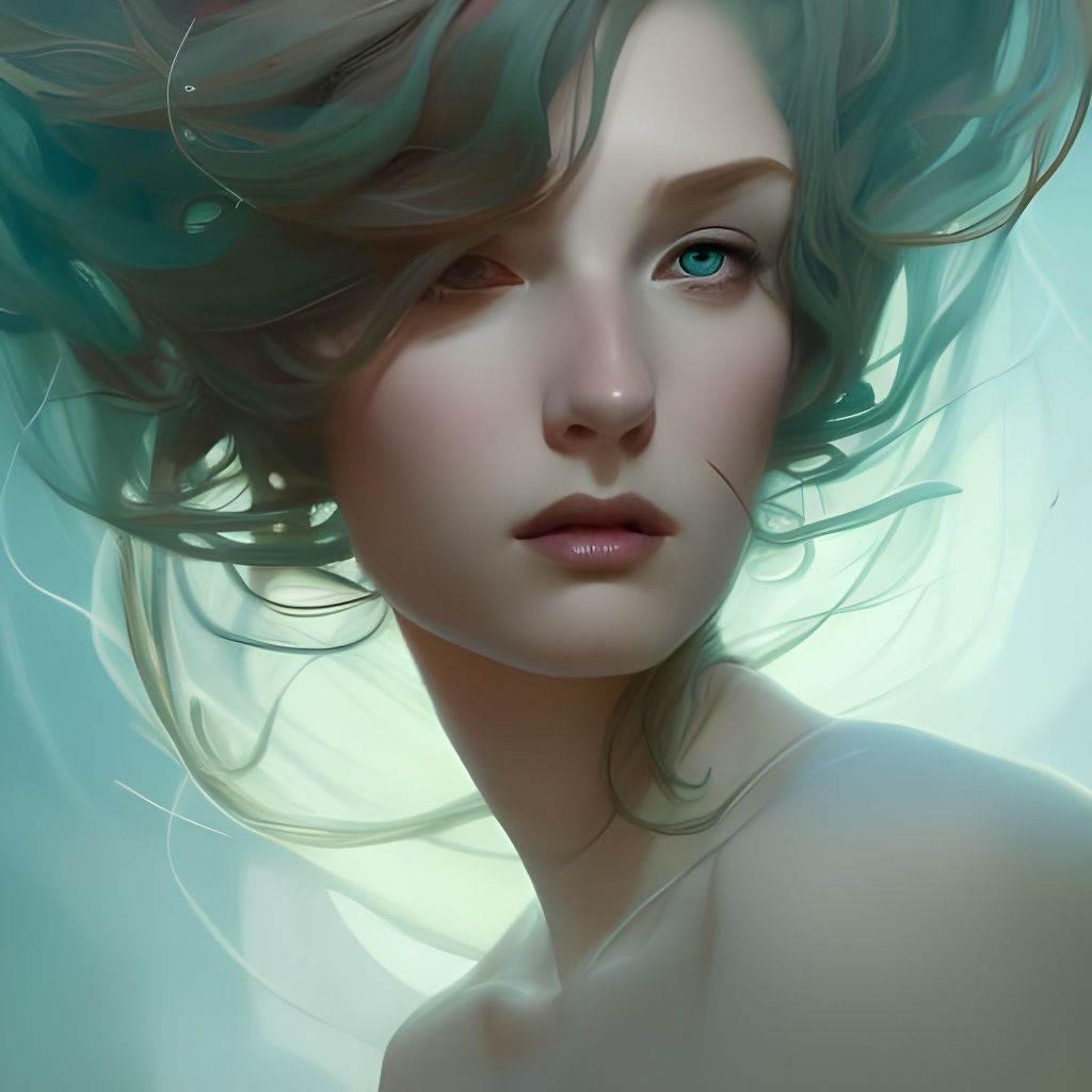 Sea Witch Portrait in Hyperdetailed Digital Art Style