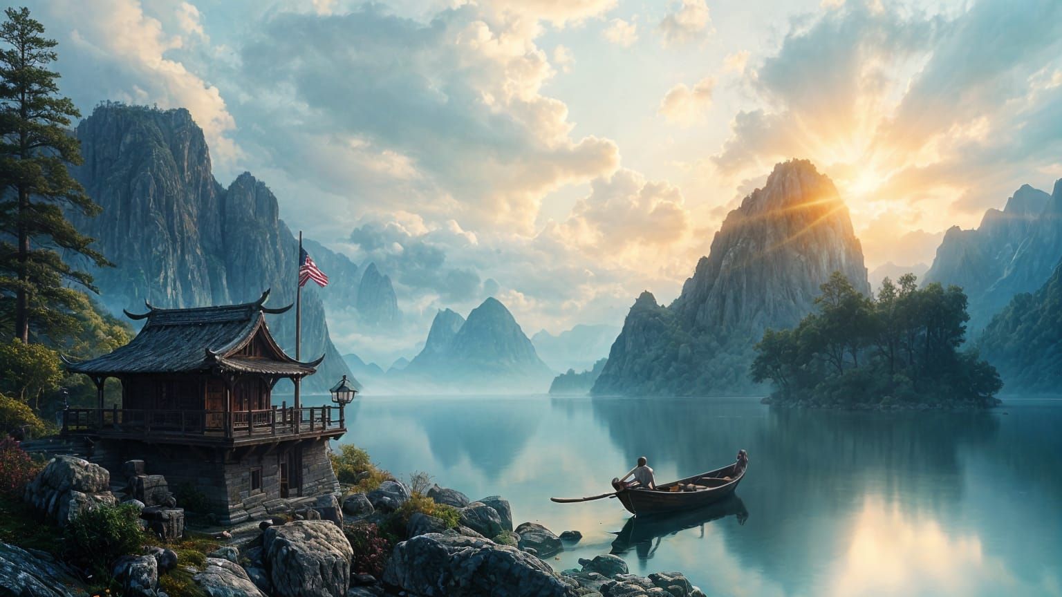 Epic Relaxing Place: Detailed Digital Matte Painting