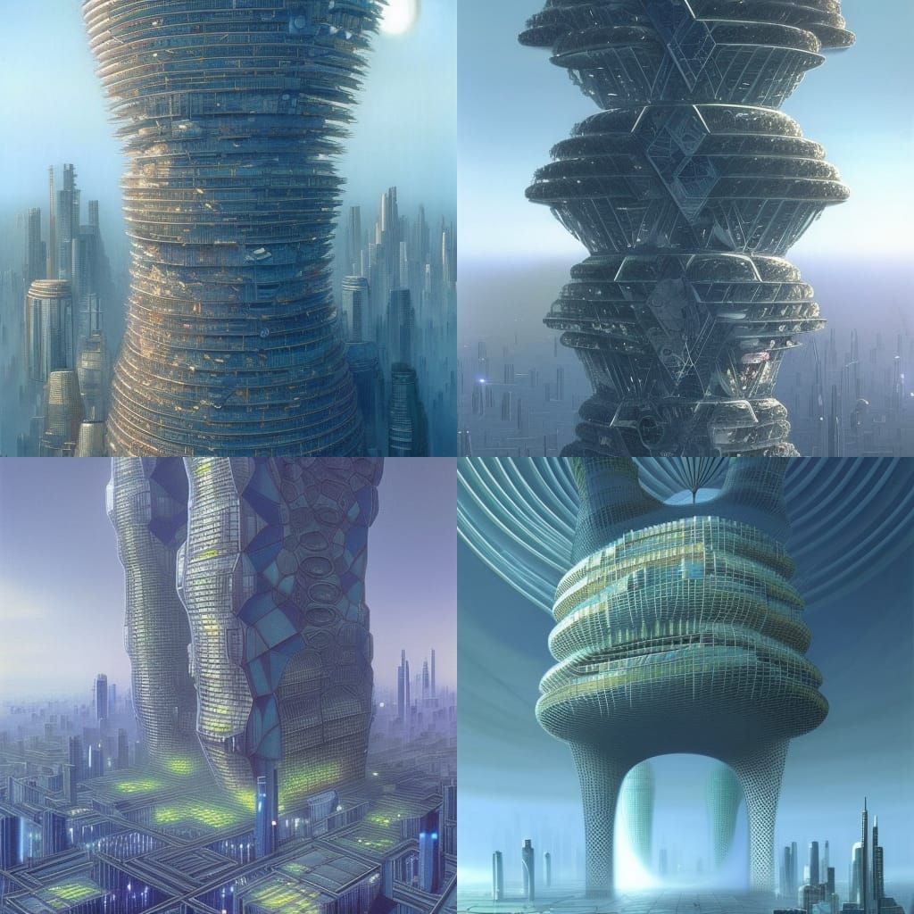Futuristic Beehive Megacity in Cyberpunk Style