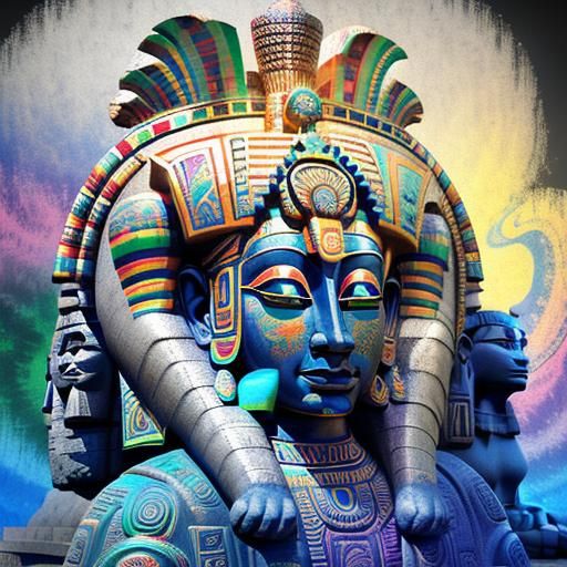 Psychedelic Aztec Celtic Sphinx Fusion in 8K