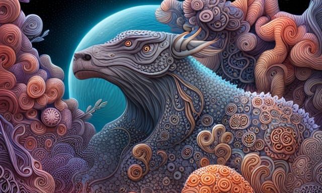 Australian Berserker with Fractal and Zodiac Elements