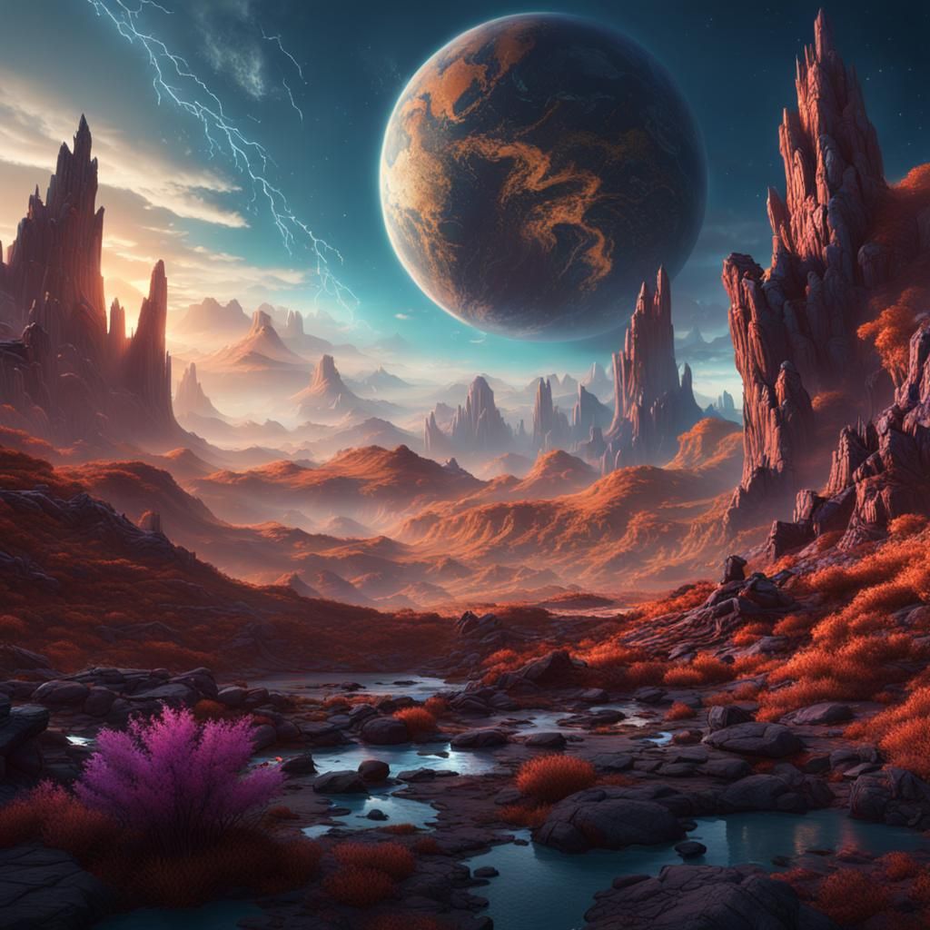 Fantastical Planet in Detailed Matte Painting