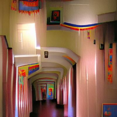 Eerie Empty Hallway in Dim Lighting