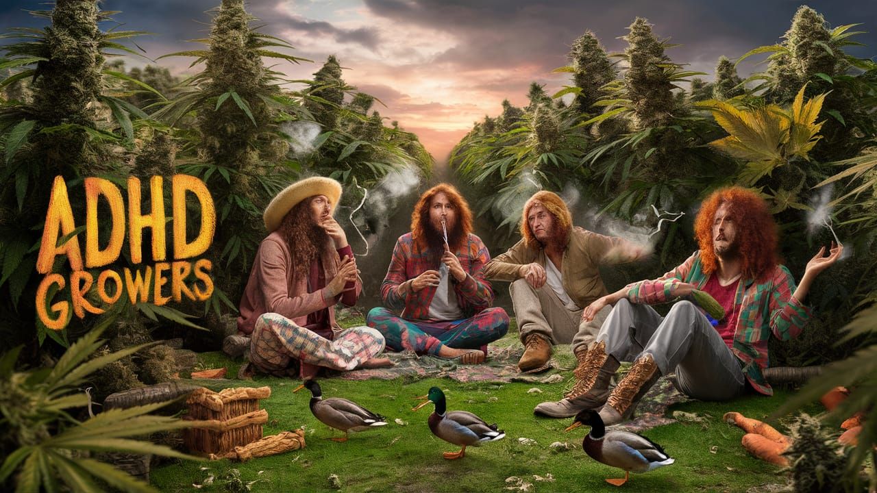 Confused Hippies Enjoying Cannabis Field at Sunset