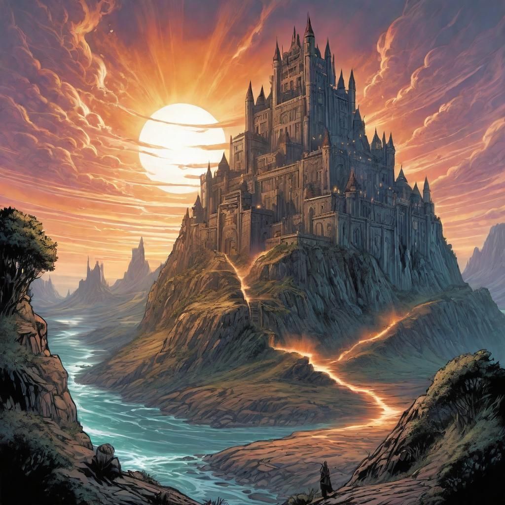 Mystical Citadel in a Fantasy Realm: Comic Book Art