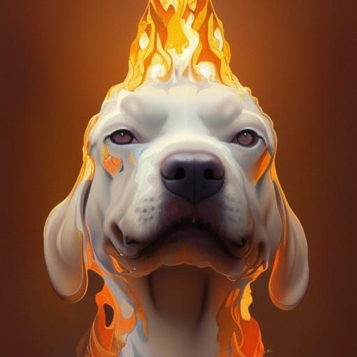 Melting Candle Dog Portrait in Hyperdetailed Style