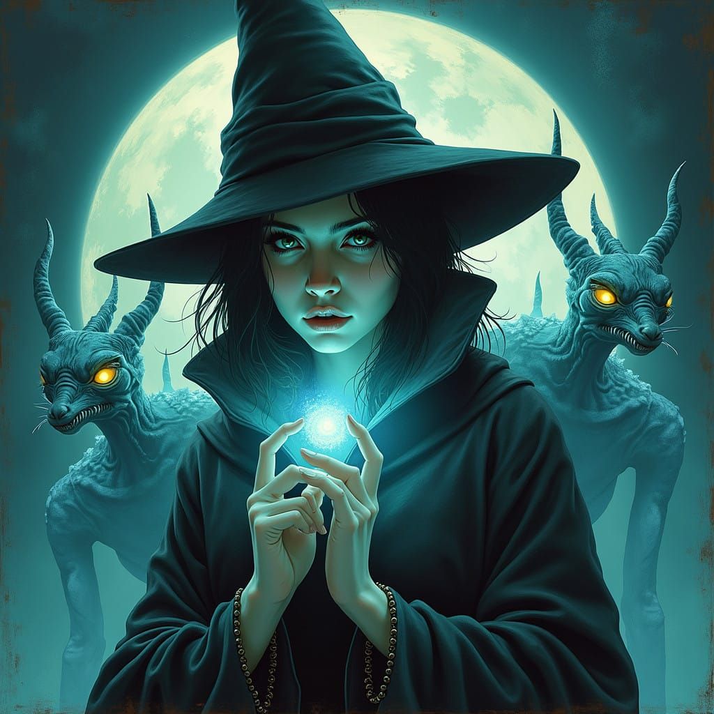 Woman Battles Dark Ethereal Beings in Haunting Surrealist Sc...