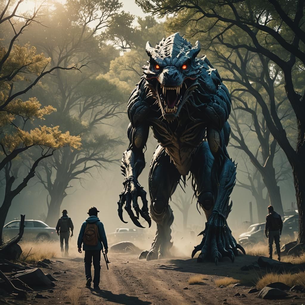 Cinematic Skinwalker Ranch Film Still in Anime Style